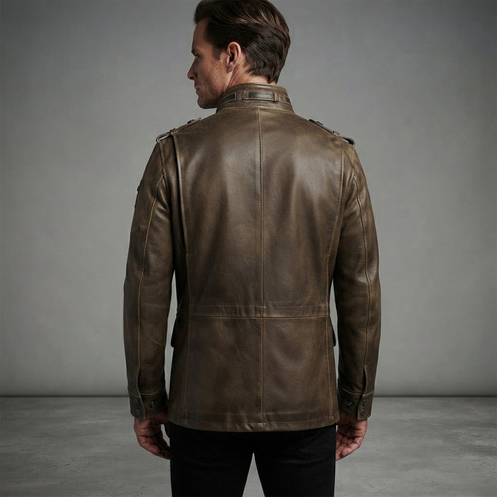 Men's Vintage Brown Genuine Field Leather Jacket - Leather Outlet