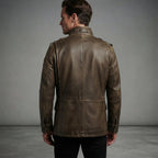 Men's Vintage Brown Genuine Field Leather Jacket - Leather Outlet