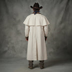 Men's White Leather Duster Coat - Leather Outlet
