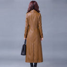 Women's  Faux camel  Leather Trench Coat