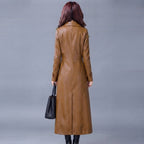 Women's  Faux camel  Leather Trench Coat