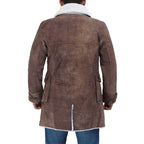 Mens Sherpa Brown Swedish Bomber Distressed Leather Coat