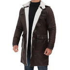Dark Brown Shearling Leather Coat