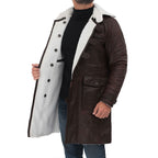 Dark Brown Shearling Leather Coat