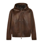 Brown Street Wear Mens Leather Bomber Jacket