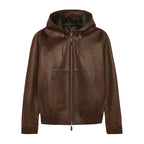 Brown Street Wear Mens Leather Bomber Jacket