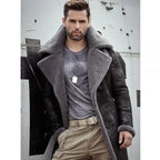 Men's Black B7 Bomber Shearling Leather Coat - Classic & Cozy