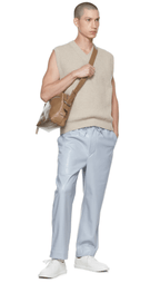 Men's Leather Pant In Stone Blue