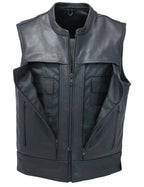 Men's Leather Vest In Black