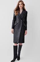 Women's Black Formal Leather Trench Coat
