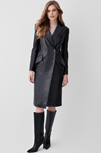 Women's Black Formal Leather Trench Coat