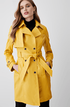 Women's Mustard Leather Trench Coat