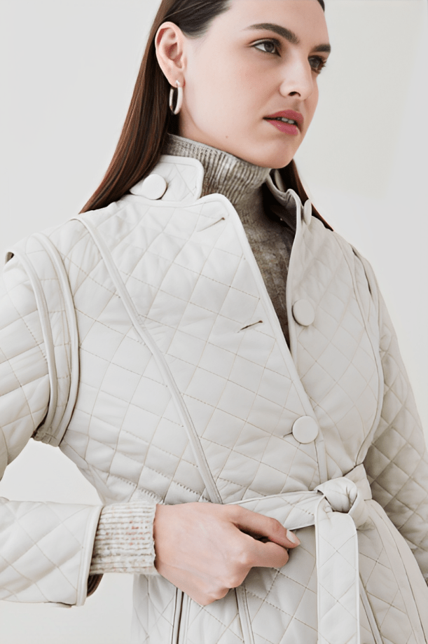 Women's Off-White Quilted Leather Trench Coat