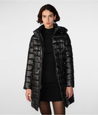 Women's Black Quilted Puffer Coat with Hood