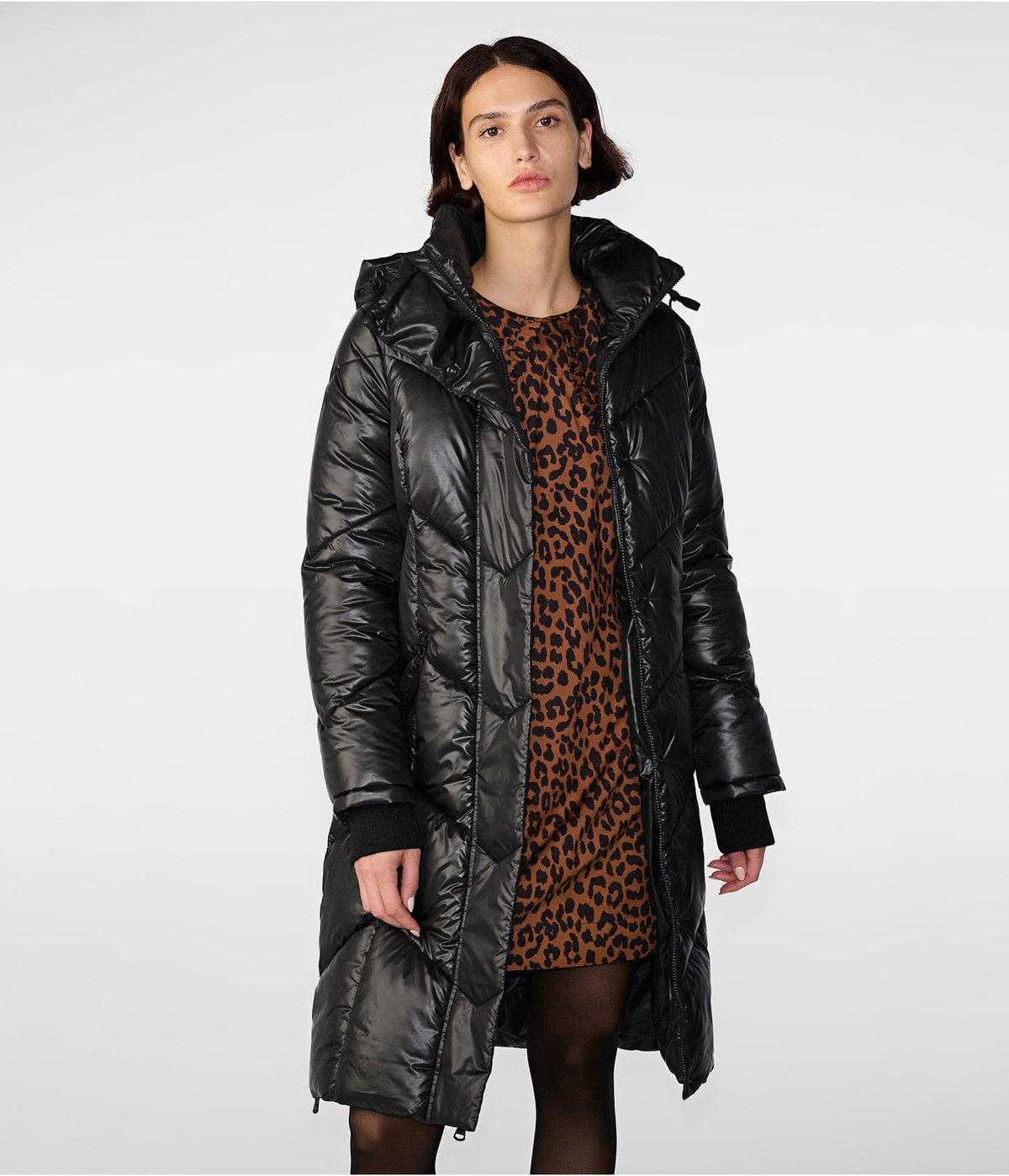 Women's Black Quilted Puffer Trench Coat
