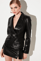 Women's Classic Black Leather Blazer