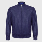 Purple Ostrich Leather Zip Up Biker Jacket