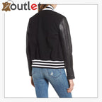 Biker Black Varsity Jacket For Women