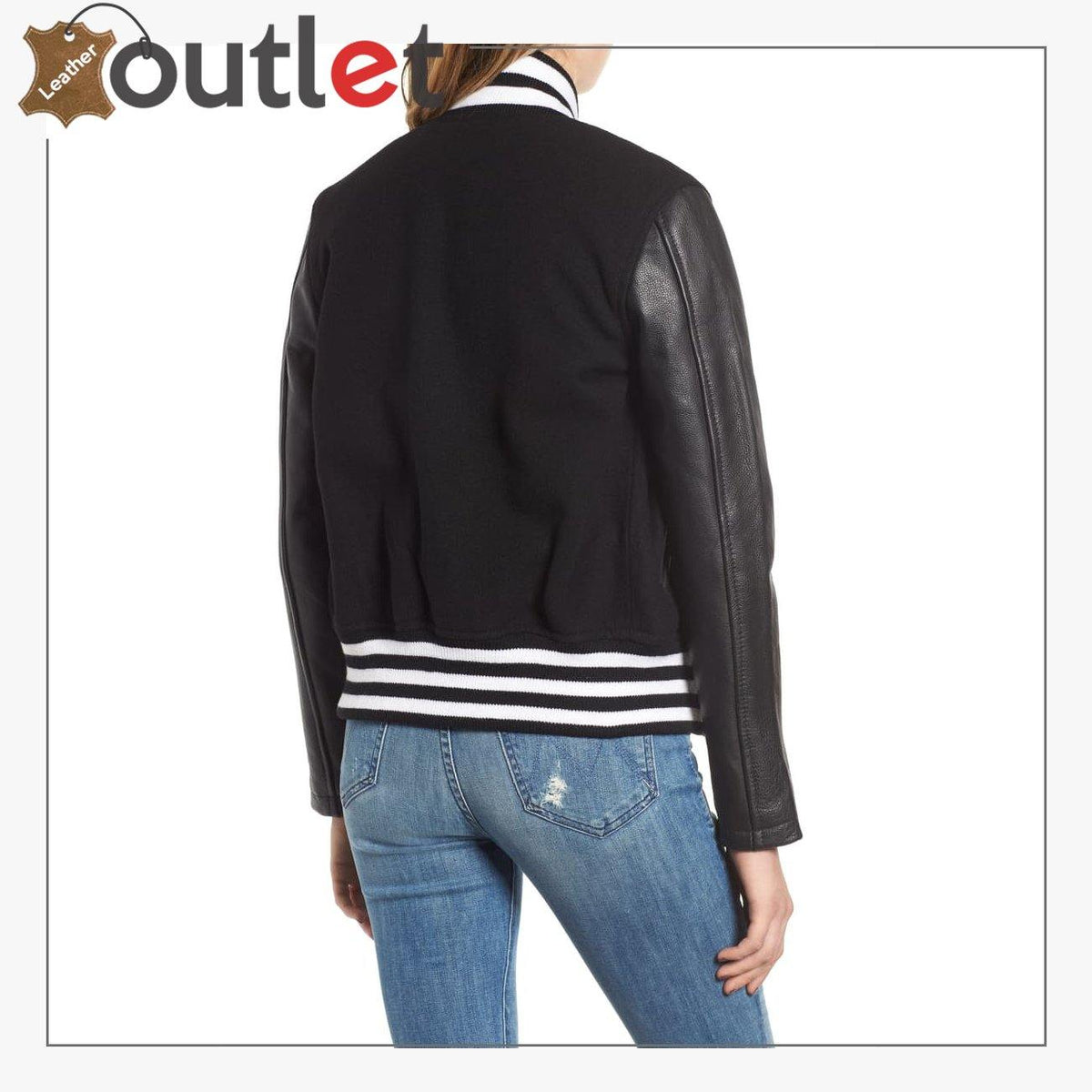 Biker Black Varsity Jacket For Women