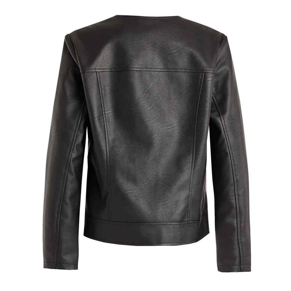 Biker Jacket No Collar in Lambskin Leather