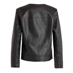 Biker Jacket No Collar in Lambskin Leather