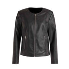 Biker Jacket No Collar in Lambskin Leather