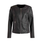 Biker Jacket No Collar in Lambskin Leather