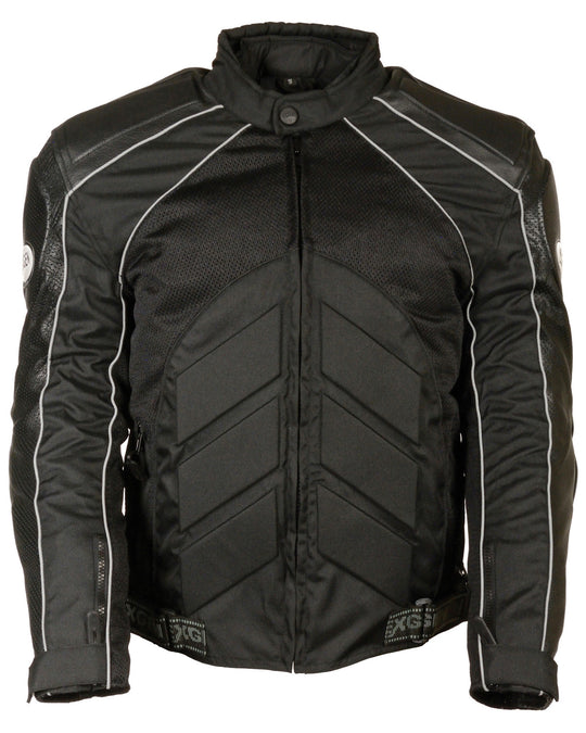 Men's Riding MotoFashion Combo Leather Textile Mesh Racer Jacket
