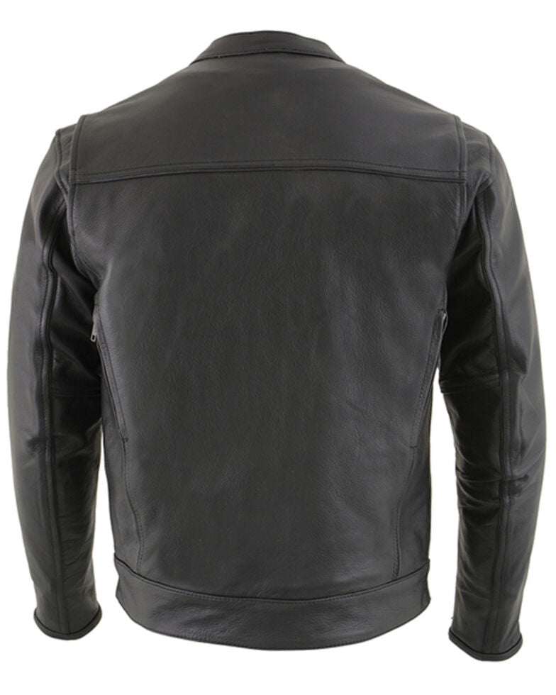 Mens Riding Moto Fashion Vented Scooter Zip-Front CoolTec Leather Jacket