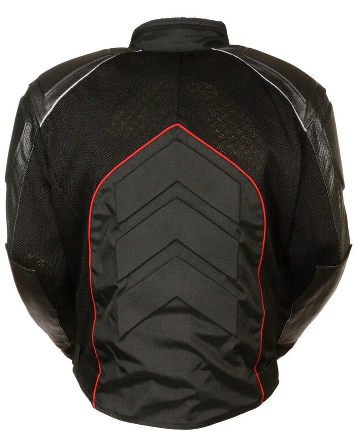 Men's Riding Moto Fashion Combo Leather Textile Mesh Racer Jacket