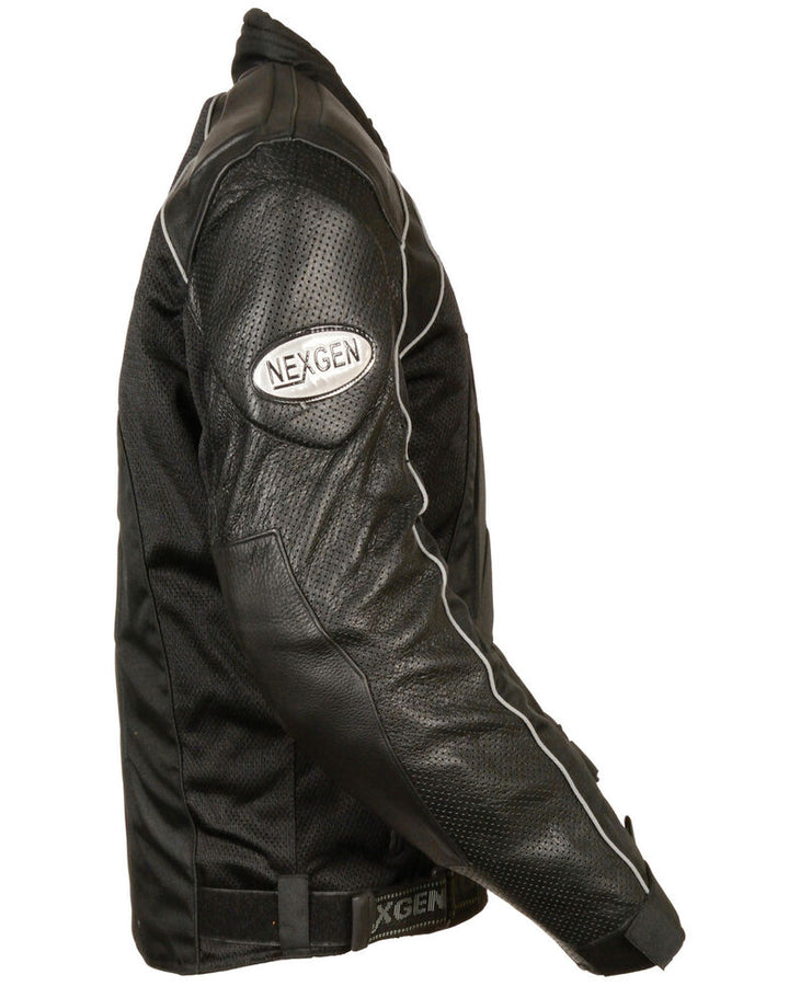 Men's Riding MotoFashion Combo Leather Textile Mesh Racer Jacket