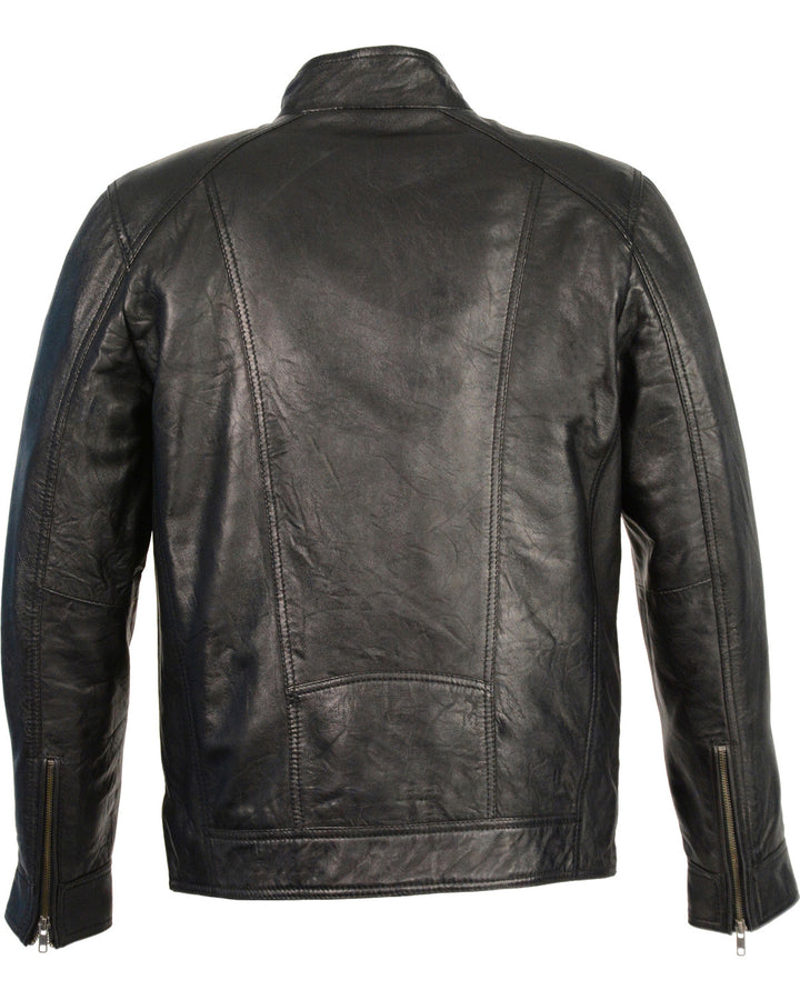 Men's BikerStyle CafeRacer Sheepskin Moto Leather Jacket