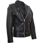 Men’s Black Spike Lapel Leather Biker Jacket by Avanzar Leather