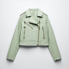Green Women's Lambskin Riding Leather Biker Jacket