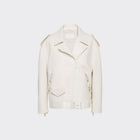 women's white motorcycle leather biker jacket