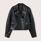 Women Black Motorcycle Lambskin Leather Biker Jacket