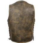 BROWN DISTRESSED 10 POCKET VEST