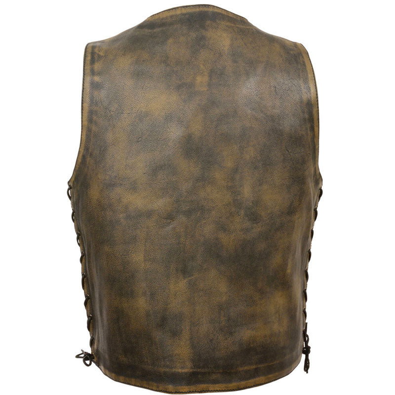 BROWN DISTRESSED 10 POCKET VEST