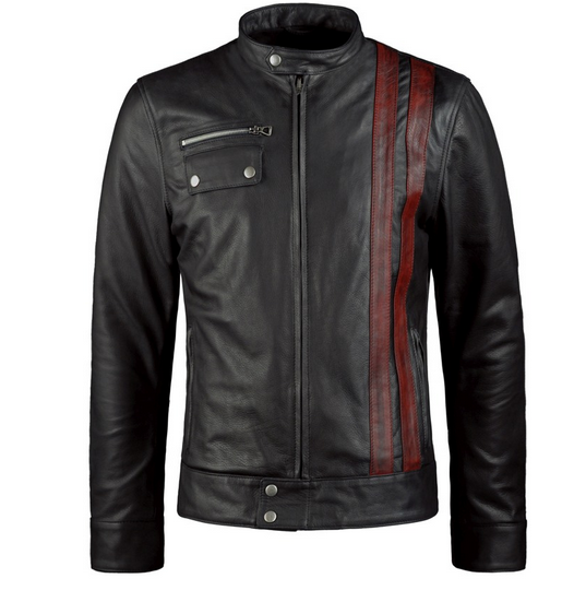 Mens Moto Fashion Riding Vintage Black Biker Leather Jacket