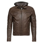 Biker Eric Hooded Leather Jacket