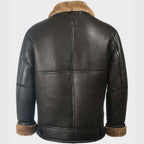 Mens Aviator Black Shearling Sheepskin B3 Leather Jacket