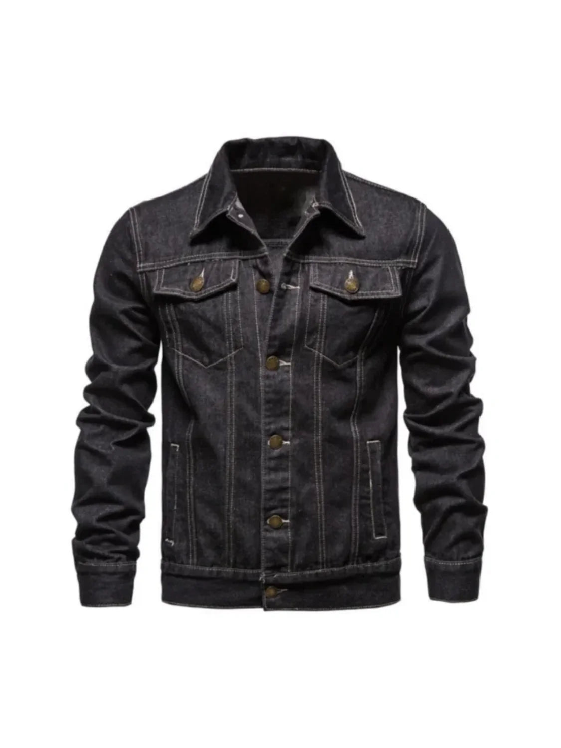 Black Denim Pocket Style Trucker Jeans Jacket