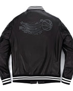 Black Patches Leather Varsity Letterman Bomber Jacket