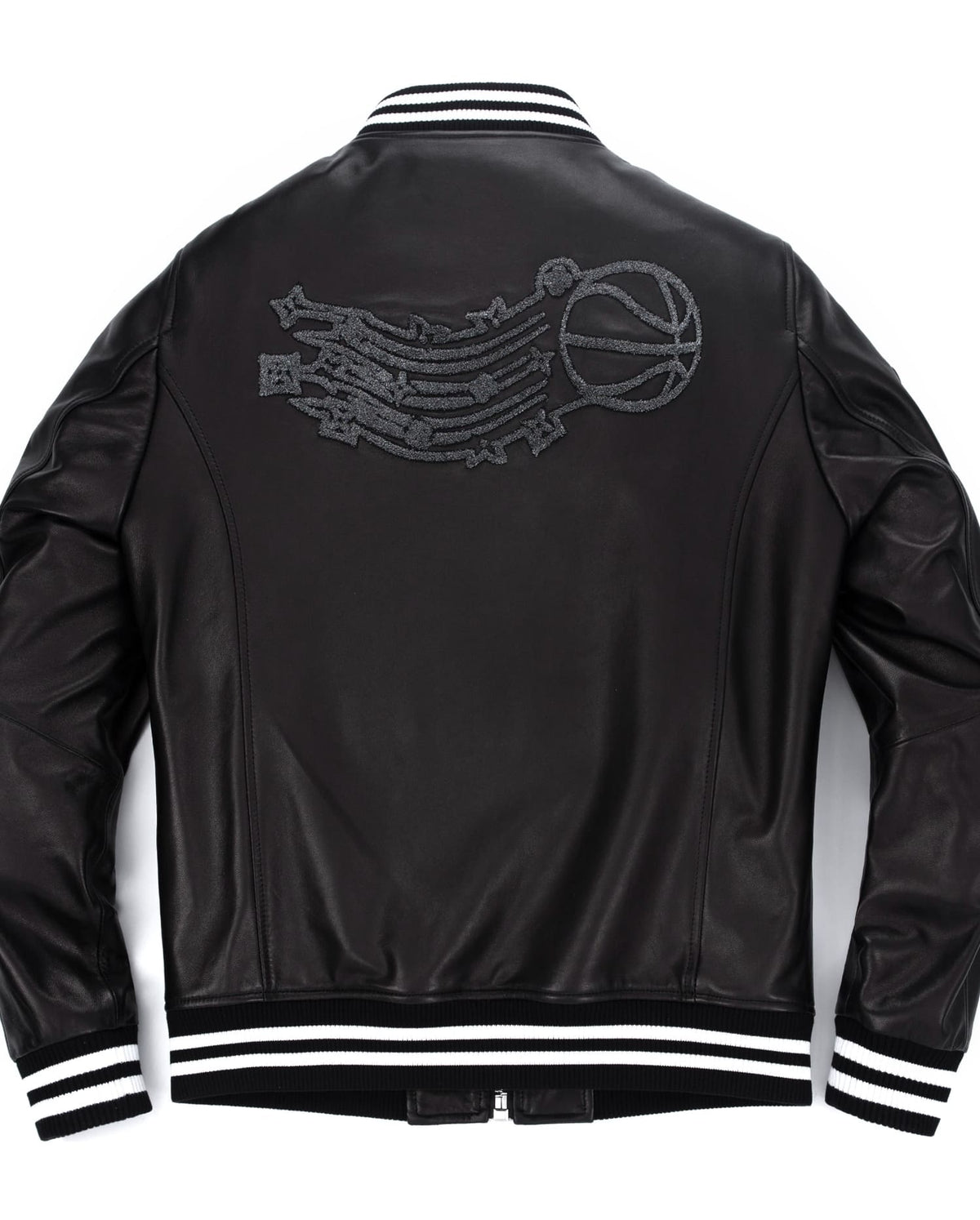 Black Patches Leather Varsity Letterman Bomber Jacket