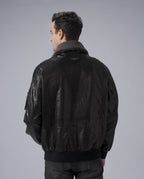 Black G-1 Navy Leather Flight Jacket with Removable Fur Collar