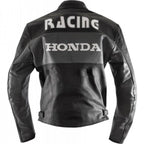 Black Honda Motorbike Real Cowhide Leather Jacket