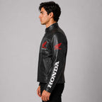 Black Honda Motorbike Real Cowhide Leather Jacket