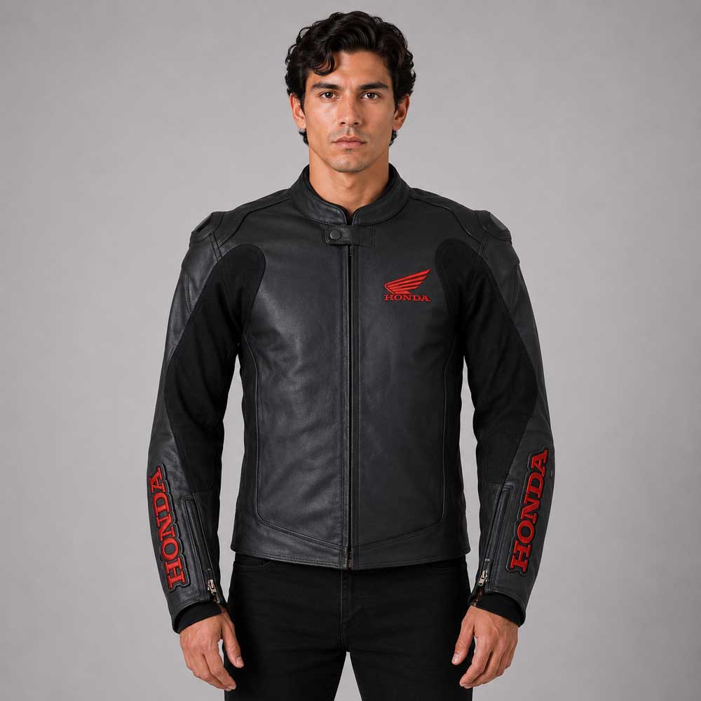 Honda Motorcycle Leather Racing Red Jacket
