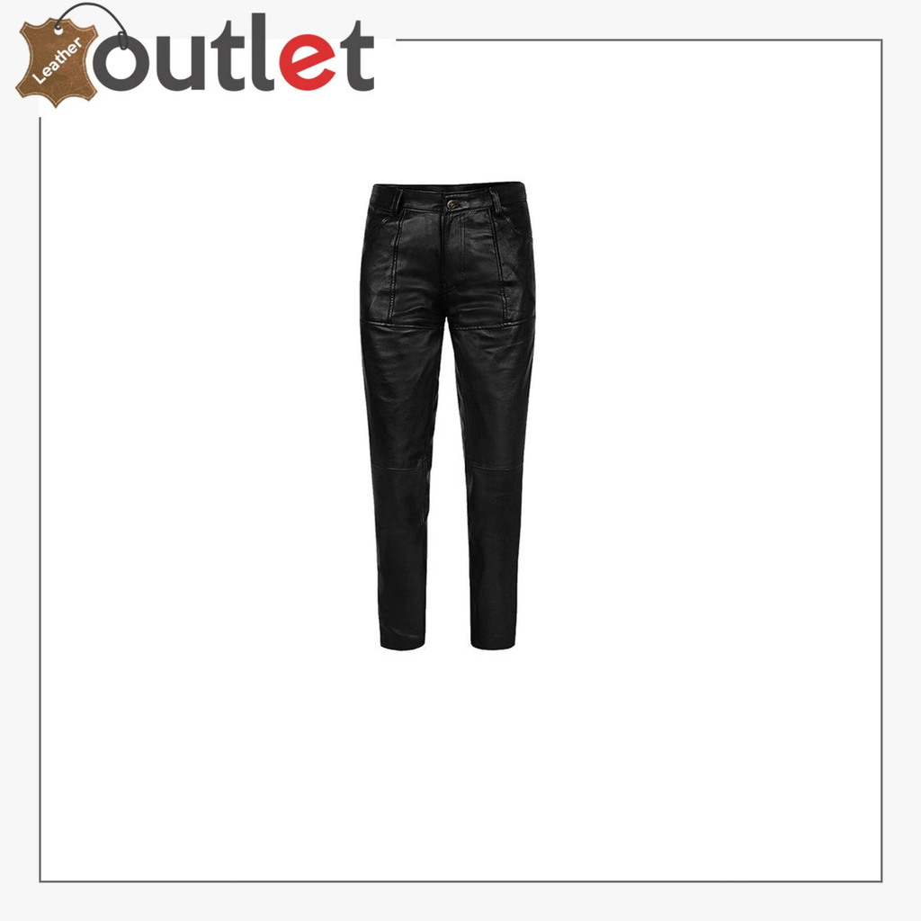 Men's Black Lace-Up Leather Pants | Slim Fit Biker Style – Leather Outlet