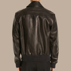 Black Lambskin Leather Jacket For Men